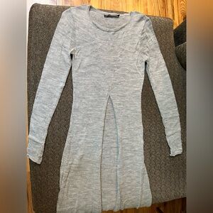 Peruvian Connection flyaway tunic sweater dress XS grey NWOT lagenlook